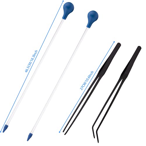 Aquarium Choice Coral Feeder Long Syringe Reef Feeder SPS HPS Marine Reef Coral Feeder Tool Fish Excreta Cleaner (2 Units Coral Feeder and 2 Units Tweezers)