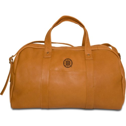 NHL Boston Bruins Tan Leather Corey Duffel Bag