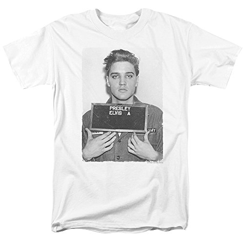 Elvis Presley Army Mug Shot Rock 'n' Roll T Shirt & Stickers (Large) White