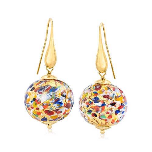 Ross-Simons Italian Multicolored Murano Glass Bead Drop Earrings With 18kt Gold Over Sterling