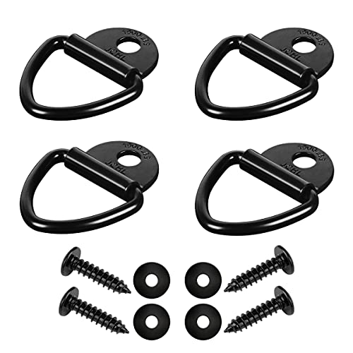JCHL Cargo Tie-Down Anchors, 4PCS 2' Black Steel V-Ring Bolt On Trailer Anchor Trailer Cargo Rope Bolt on Surface Mounting Clip Truck Load Anchor Point Lashing Ring for Trailers Trucks Warehouses