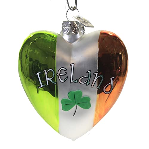 Ireland Glass Heart Ornament C7579 New
