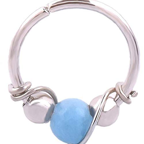 Rurah Nose Nail Puncture Jewelry Natural Turquoise Stainless Steel Winding Nose Ring Hoop Body Piercing for Women