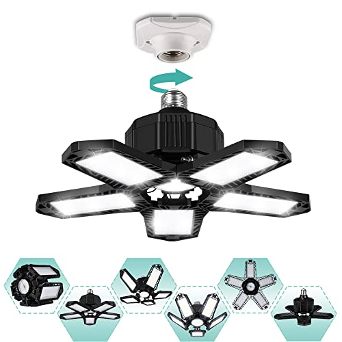 AYSEMO 100W 10000LM Super Bright Led Light Bulbs, 6000K Daylight Garage Light Bulb with 5 Adjustable Panels, E26/E27 Screw in Garage Lighting, LED High Bay Light for Garage Basement Barn