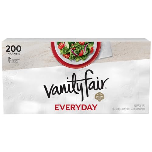 Vanity Fair Everyday Paper Napkins, 200 Count, Disposable Napkins Made Soft And Smooth For Everyday Meals