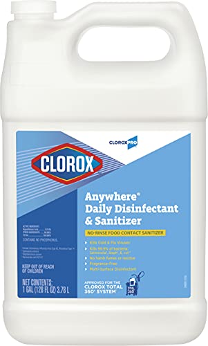 CloroxPro Disinfectant and Sanitizing Bottle, Anywhere Daily Clorox Cleaning, Healthcare Cleaning and Industrial Cleaning, 128 Ounces - 31651