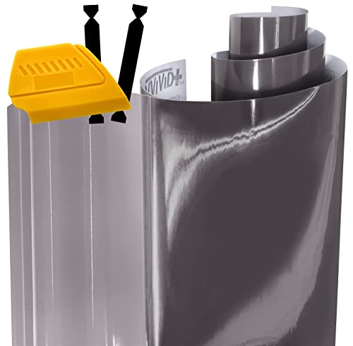 VViViD Smoke Black Gloss Vinyl Headlight Foglight Transparent Tint Wrap Self-Adhesive (16' x 48' w/Detailer and Felts)