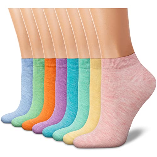 CHARMKING 8 Pairs Novelty Socks Ankle Socks for Women Non Slip Cotton Socks No Show Socks Classic Low Cut Casual Socks (Multicolor)