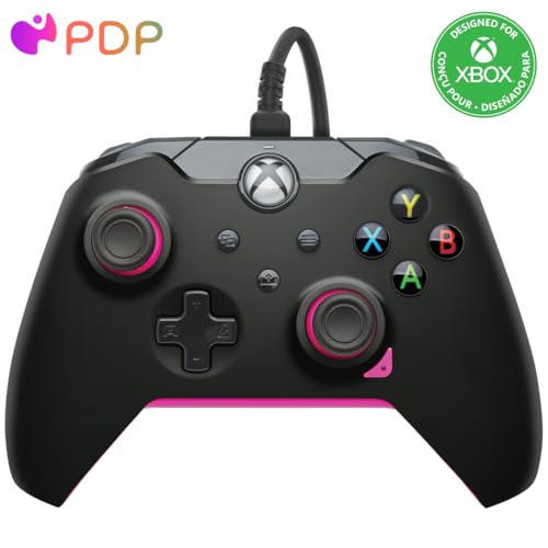 PDP Wired Xbox Game Controller - Licensed for Xbox Series X|S/Xbox One, Dual Vibration Gamepad, App Supported - Fuse Black/Pink (Amazon Exclusive)