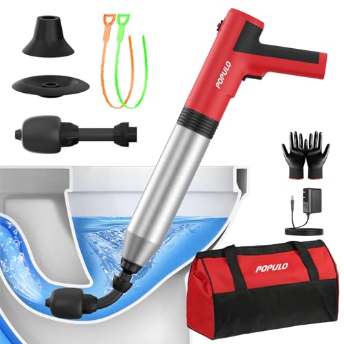 POPULO Electric Toilet Plunger - Swift High-Pressure Drain Unclogger | Plungers for Bathroom, Floors, Shower Heavy Duty | Versatile Home Toilet Clog Remover