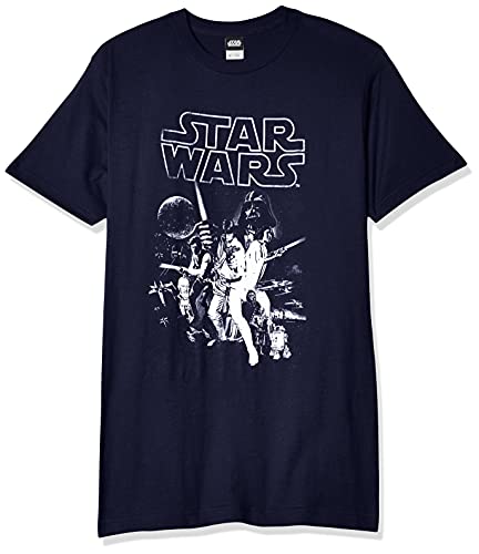 Star Wars Men's Official 'Poster' Graphic Tee, Navy, LARGE