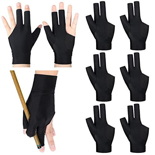 Civaner 8 Pcs 3 Fingers Pool Gloves Billiards Left Hand Shooters Snooker Cue Sport Glove Show Gloves for Women Men Billiard Shooters Carom Sports Accessories(Black)