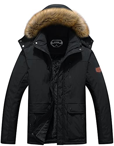 MOERDENG Men's Winter Snow Coat Warm Ski Jacket Waterproof Hooded Work Outerwear