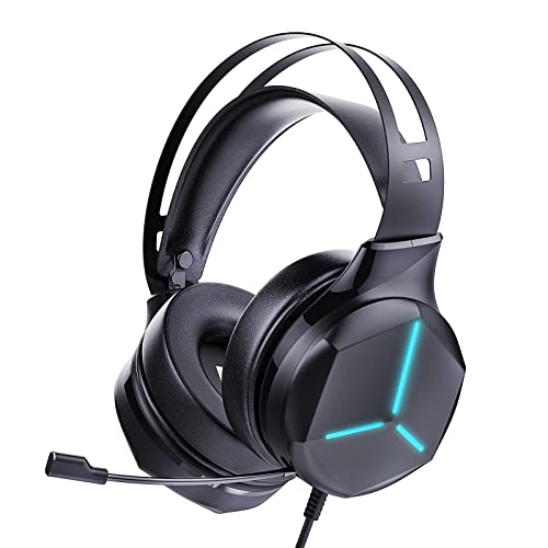 HONCAM Noise Canceling Headphones Gaming Headset with Microphone for PS4 PS5 Xbox PC,with Deep Bass Stereo Sound for Work Laptop PC Cellphone Wired Gaming Headphones-Black