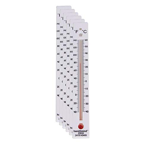 hand2mind Low-Range, Dual-Scale, Mercury-Free, Safety Thermometers for Indoor Science Use (Pack of 6)