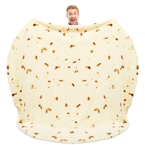 Zulay (60-80 inches) Giant Double Sided Tortilla Blanket - Novelty Big Tortilla Blanket for Adult and Kids - Premium Soft Flannel Round Tortilla Blanket for Indoors, Outdoors, Travel, Home and More