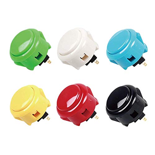 Sanwa 6 pcs OBSF-30 Original Push Button 30mm (Each Color of 1 Pcs) - for Arcade Jamma Video Game & Arcade Joystick Games Console (Color) S@NWA