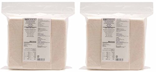 MUJI Makeup Facial Soft Cut Cotton Unbleached 60x50 mm 180pcs　ｘ　2 Packs (Total 360 Sheets) Value Set