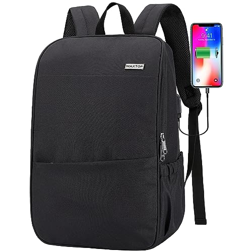 MAXTOP Deep Storage Laptop Backpack with USB Charging Port[Water Resistant] College Computer Bookbag Fits 16 Inch Laptop,Black