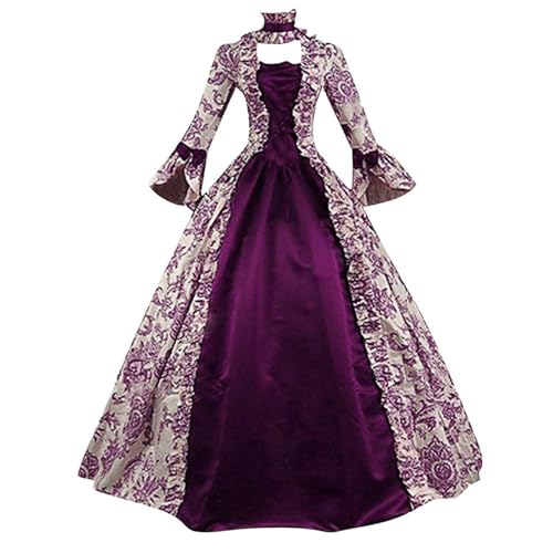 Womens Victorian Dress Ball Gown Vintage Medieval Belt Dress Plus Size Lace Up Cinch Corset Dress Renaissance Costume
