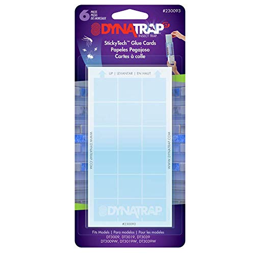 DynaTrap 230093 Replacement StickyTech Glue Cards for Flylight Indoor Plug-In Fly and Flying Insects Trap for Indoor DynaTrap Models DT3009 and DT3019 - 6 Pack