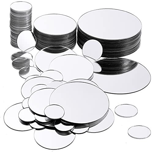 Jetec Mini Size Round Mirror Small Round Mirror Adhesive Mirror Round Craft Mirror Tiles for Crafts and DIY Projects Supplies (1 Inch, 2 Inch, 3 Inch)