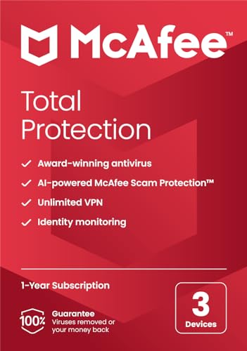 McAfee Total Protection 2024 Ready | 3 Device | Cybersecurity Software Includes Antivirus, Secure VPN, Password Manager, Dark Web Monitoring | Key Card