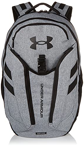 Under Armour Unisex Hustle Pro Backpack, Pitch Gray Medium Heather (012)/Black, One Size Fits All