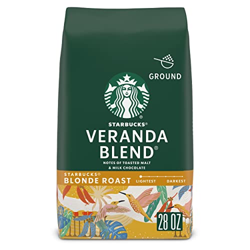 Starbucks Ground Coffee, Starbucks Blonde Roast Coffee, Veranda Blend, 100% Arabica, 1 bag (28 oz)