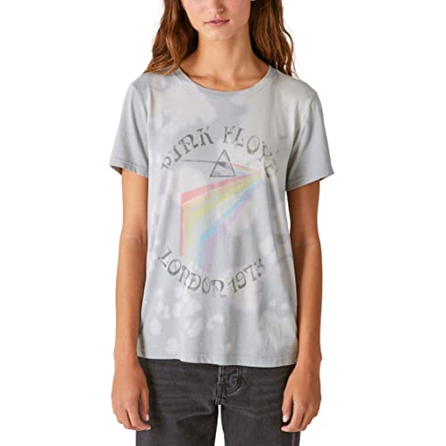 Lucky Brand Women's Pink Floyd London 1975 Classic Crew Graphic Tee, Grey, Small