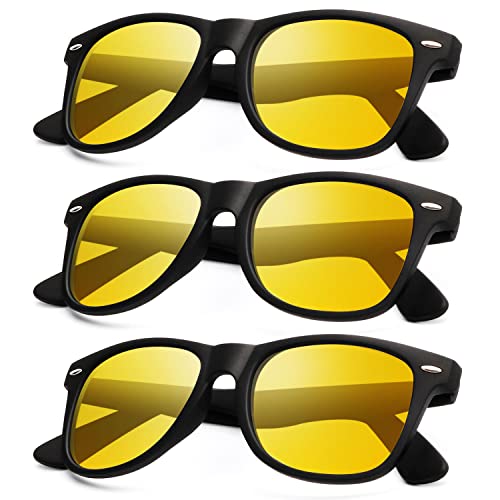 KALIYADI Night Vision Glasses for Men Women Polarized Driving Glasses Yellow Tinted Anti Glare With UV Blocking (3 Pack)