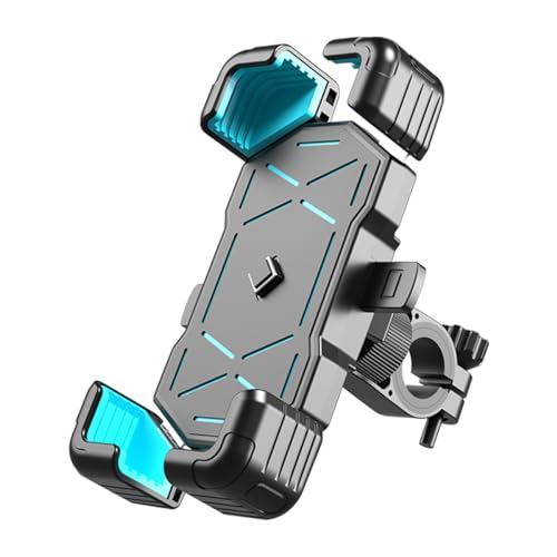 AUCELI Motorcycle Bike Phone Mount, ABS Quick Release Motorcycle Bike Phone Holder for 4.7''-7.2'' Phones, Anti Shake with 360° Rotatable Phone Clip, Motorcycle Bike Handlebar Clamp (Blue)