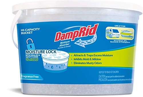 DampRid Moisture Absorber Hi-Capacity Bucket, 4 lb., Fragrance Free, For Fresher, Cleaner Air in Large Spaces, Lasts Up To 6 Months, No Electricity Required