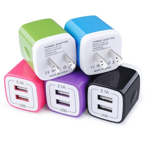 USB Wall Charger,Charging Block,5Pack 2.1A Wall Plug Power Cube Brick Charger Adapter Compatible with iPhone 15 14 13 12 11 Pro Max/Xs/XR/8/7/6S/6 Plus,Samsung Galaxy S23 S22 S21 S20 A10e A20 A50 A80