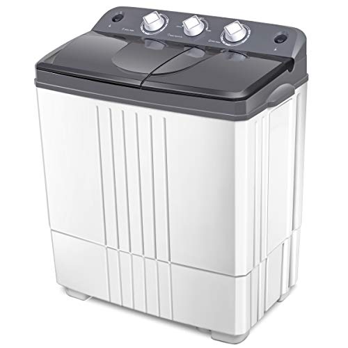 Giantex Washing Machine, Twin Tub Washer and Spinner Combo, 20Lbs Capacity (12Lbs Washing and 8Lbs Spinning), Compact Portable Mini Laundry Washer for Apartment, Semi-Automatic, Inlet and Drain Hose