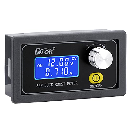 Drok DC Buck Boost Converter, 5V-30V Step Up Down to 0.6-30V Digital Control Power Supply, 6V 12V 24V Voltage Regulator, LCD Digital Display Buck Boost Module Voltage Transformer for Golf Cart