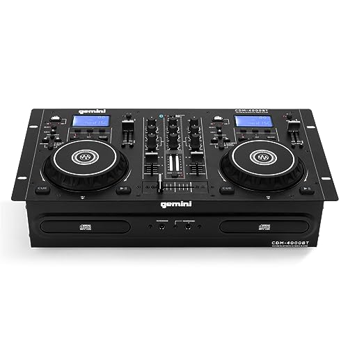Gemini Sound CDM-4000BT Dual CD/USB Media Player with Bluetooth - Professional DJ CD Deck and Mixer Combo, Rackmount Design for Mobile DJs, Standalone Operation with Jog Wheels, Pitch Control