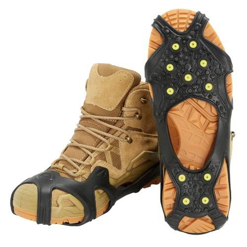 ICETRAX Pro Tungsten Grip Winter Ice Cleats for Shoes and Boots - Ice Grips for Snow and Ice, StayON Toe, Reflective Heel