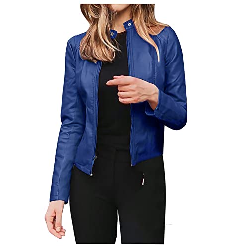 Blazer Dress for Women Denim Blazer Suit Jacket Leather Pu Zipper Open Front Short Cardigan Purple Blazer,Womens Casual Blazer