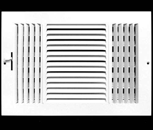 12'w X 8'h 3-Way AIR SUPPLY GRILLE - VENT COVER & DIFFUSER - Flat Stamped Face - White [Outer Dimensions: 13.75'w X 9.75'h]