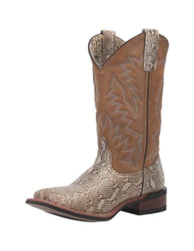 Laredo Womens Lula Snake Square Toe Boots Mid Calf Low Heel 1-2' - Brown - Size 8.5 M