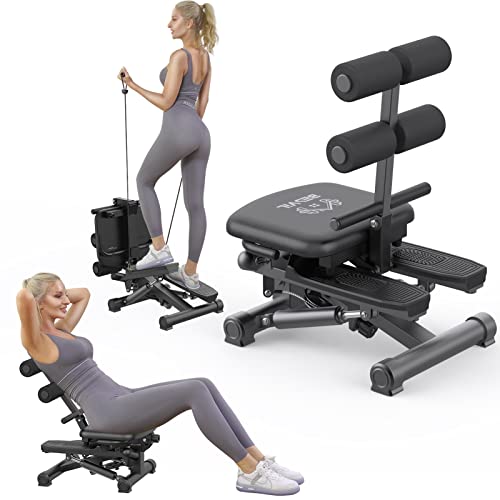 BESVIL Stepper ABS Workout Equipment AB Machine Total Body Workout Fitness Exercise Machine Stepping Exercise Machine for Home Gym Workout,Black