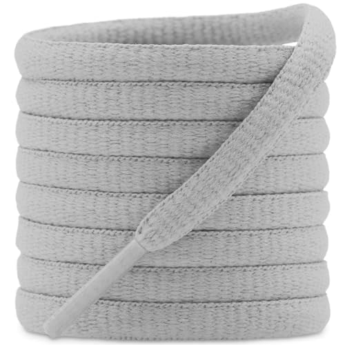 DELELE 2Pair Oval Shoes laces 42 Colors Half Round 1/4' Athletic ShoeLaces for Sport/Running Shoes Shoe Strings Gray -45.28'