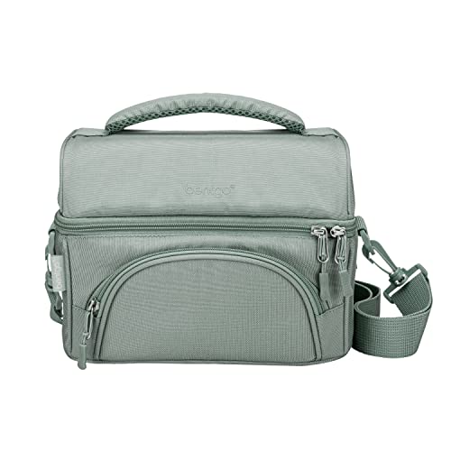 Bentgo Deluxe Lunch Bag - Durable and Insulated Lunch Tote with Zippered Outer Pocket, Internal Mesh Pocket, Padded & Adjustable Straps, & 2-Way Zippers - Fits Most Lunch Boxes (Khaki Green)