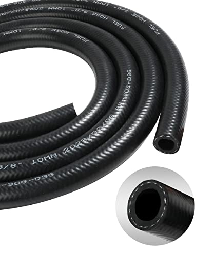 AOCISKA 10Ft Fuel Line Hose,1/2' 5/16' 5/8' 1/4' 3/8' Inside Diameter NBR Fuel Line Hose,Small Engine Fuel Tube Hose Braided Rubber Fuel Line Hose,Nylon Steel Oil Gas Fuel Line Hose(3/8 Inch)