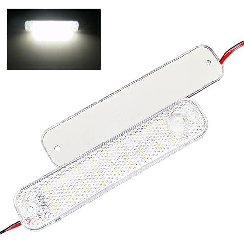 GKmow 2 PCS Car LED Interior Light Bar, 4 Rows of 36 Beads High-Brightness Ultra-Thin Mini Compartment Light with Large Switch, Cab Reading Light Flat Light, Universal for Cars Trucks RVs (White)