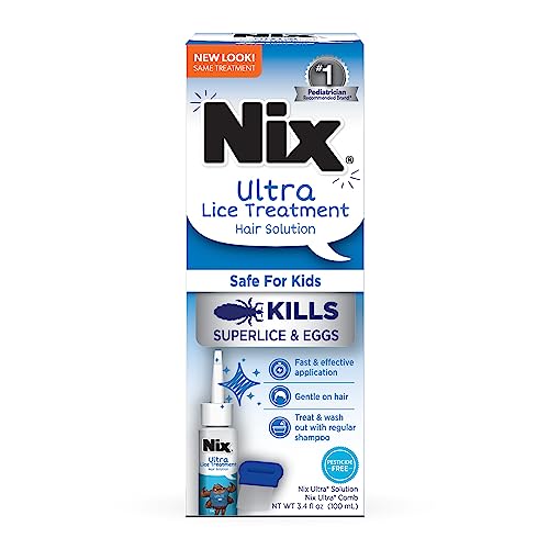 Nix Ultra Lice Removal Kit, Lice Treatment Hair Solution, 3.4 fl oz & Lice Removal Comb