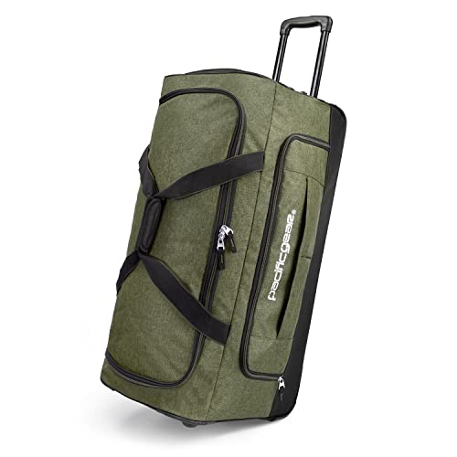 Pacific Gear Wheeled Rolling Duffel Bag, Durable Design, Telescoping Handle, Multiple Compartments, Tie-Down Capabilities