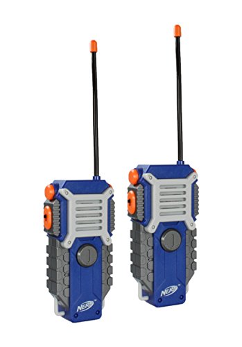 Nerf Walkie Talkie for Kids Fun at The Touch of A Button, Set of 2, 1000' Range by Sakar, Rugged Pair Battery Powered Gray Blue & Orange