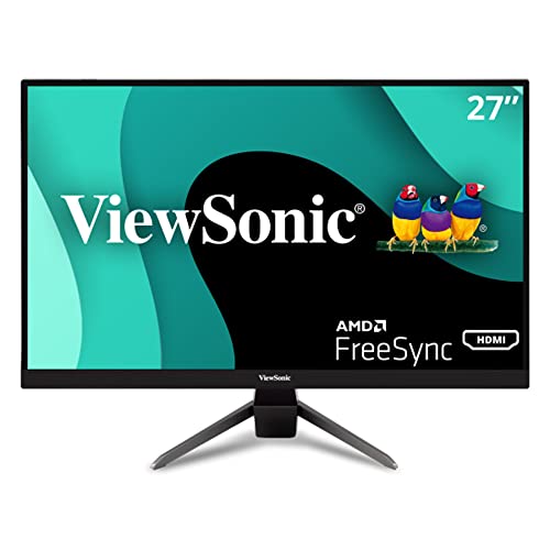 ViewSonic VX2767-MHD 27 Inch 1080p Gaming Monitor with 75Hz, 1ms, Ultra-Thin Bezels, FreeSync, Eye Care, HDMI, VGA, and DP, Black, 14.5'x24.2'x1.9'